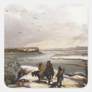 Fort Clark op de Missouri, februari 1834, bord 1 Vierkante Sticker