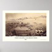 Fort Collins, CO Panorama Map - 1865 Poster (Voorkant)