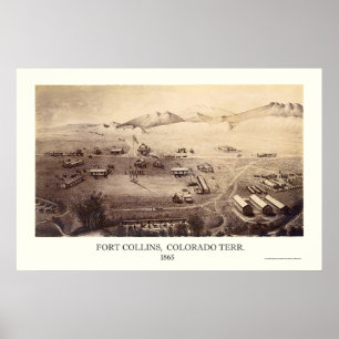 Fort Collins, CO Panorama Map - 1865 Poster