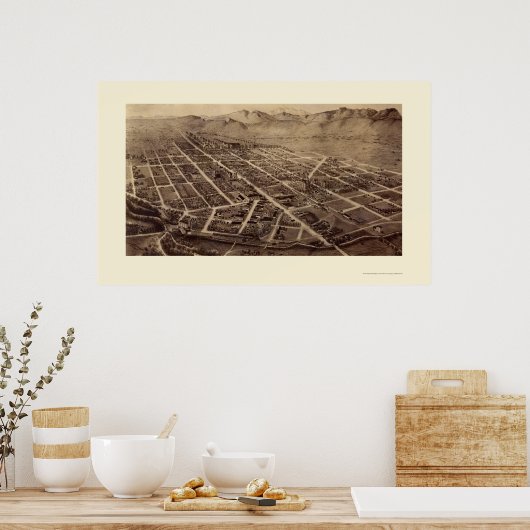 Fort Collins, CO Panorama Map - 1899 Poster (Keuken)