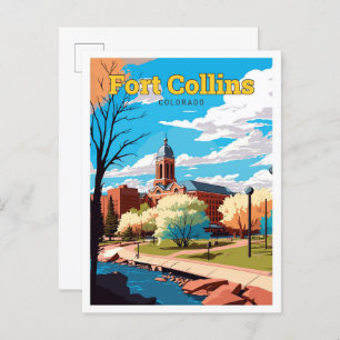 Fort Collins Colorado Reizen  Illustratie Briefkaart