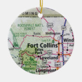 Fort Collins en Estes Park Map Keramisch Ornament (Voorkant)