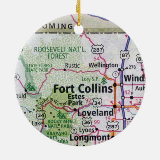 Fort Collins en Estes Park Map Keramisch Ornament (Achterkant)