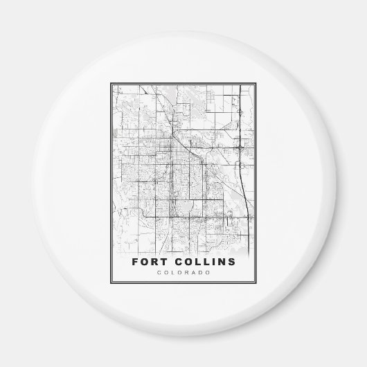 Fort Collins Kaart Magneet (Voorkant)