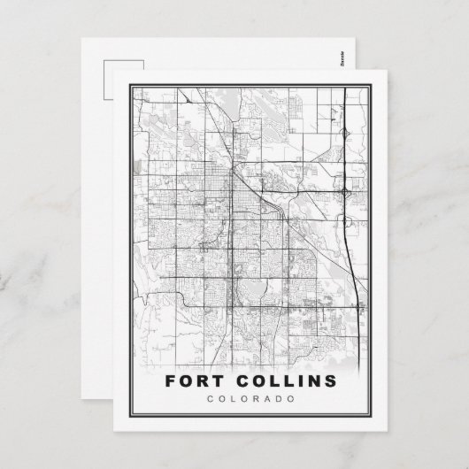 Fort Collins Map Feestdagenkaart (Voorkant / Achterkant)