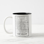Fort Collins Map Tweekleurige Koffiemok (Links)