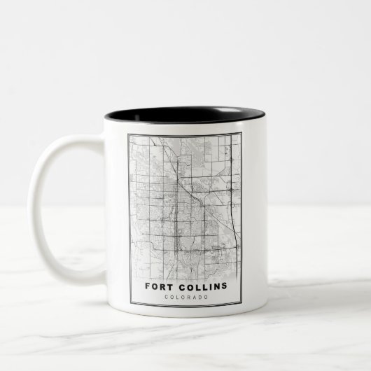 Fort Collins Map Tweekleurige Koffiemok (Links)
