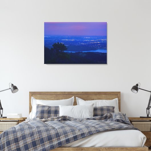 Fort Collins van Horsetooth Mountain bij Dusk Canvas Afdruk (Insitu (Slaapkamer))