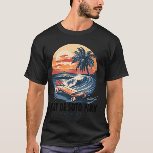 Fort De Soto Park Beach Florida Skateboard Skatebo T-shirt (Voorkant)