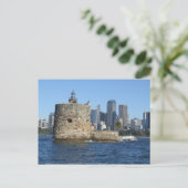 Fort Denison & Sydney Skyline Briefkaart (Staand voorkant)