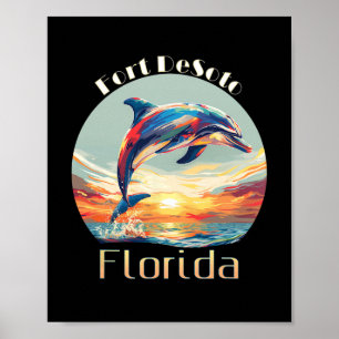 Fort Desoto Florida Zomer Vakantie Strand Dolfijn Poster