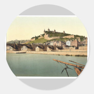 Fort en oude brug, Wurzburg, Beieren, Duitsland vi Ronde Sticker