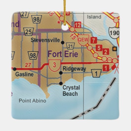 Fort Erie Ontario Map Keramisch Ornament (Achterkant)