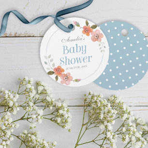 Fort Floral Blue Baby shower Bedankjes Labels