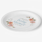 Fort Floral Blue Baby shower Papieren Bordje (Gekanteld)