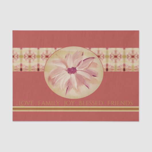 Fort Floral gepatterd in roze en crème Tissuepapier (Voorkant)