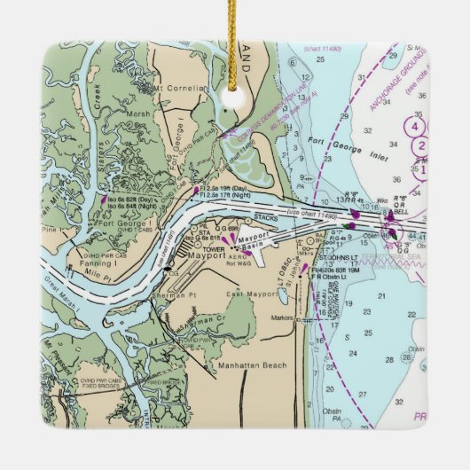 Fort George Inlet Florida Chart Keramisch Ornament (Achterkant)