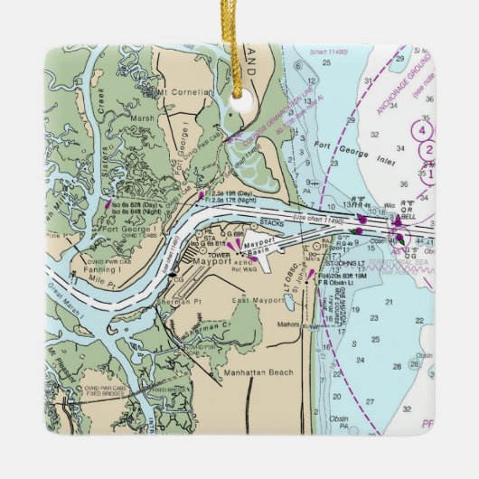 Fort George Inlet Florida Chart Keramisch Ornament (Voorkant)