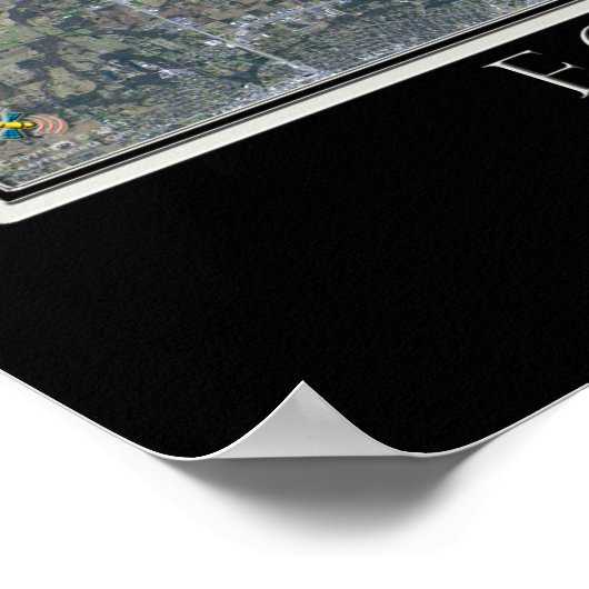 Fort Gibson Lake Oklahoma van Ruimtesatellietkaart Poster (Hoek)