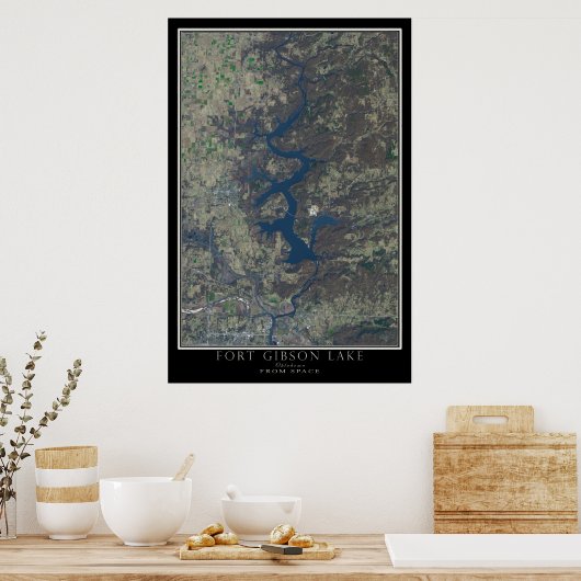 Fort Gibson Lake Oklahoma van Ruimtesatellietkaart Poster (Keuken)