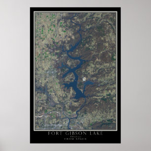 Fort Gibson Lake Oklahoma van Ruimtesatellietkaart Poster