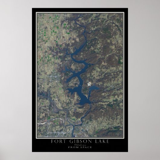 Fort Gibson Lake Oklahoma van Ruimtesatellietkaart Poster (Voorkant)