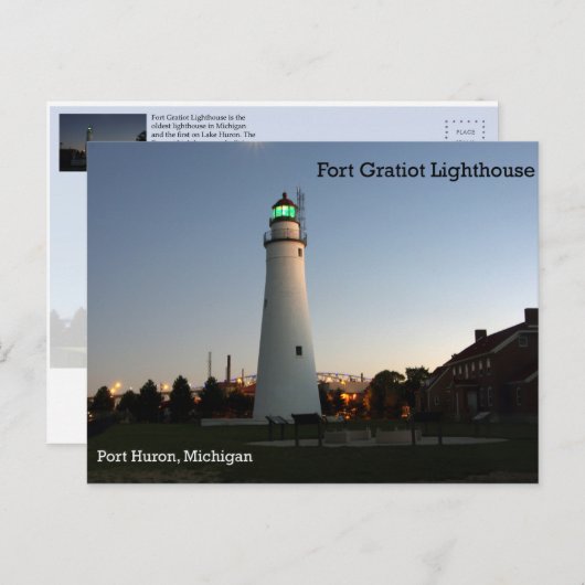 Fort Gratiot Lighthouse schemkpas Briefkaart (Voorkant / Achterkant)