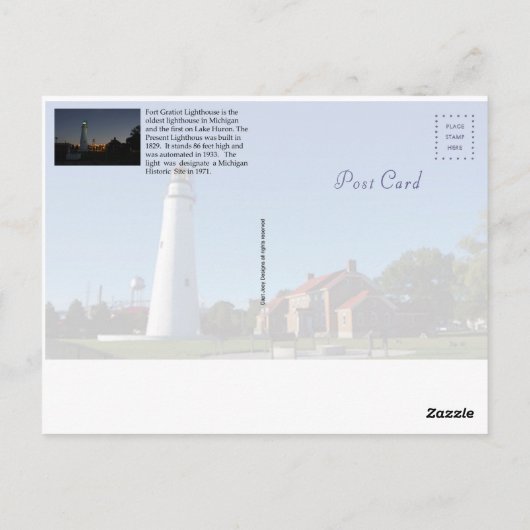 Fort Gratiot Lighthouse schemkpas Briefkaart (Achterkant)