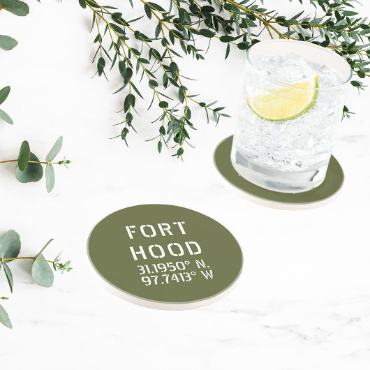 Fort Hood Latitude Lengtegraad Zandsteen Onderzetter