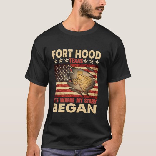 Fort Hood Texas USA Vlag 4th of July Lange mouw T T-shirt (Voorkant)