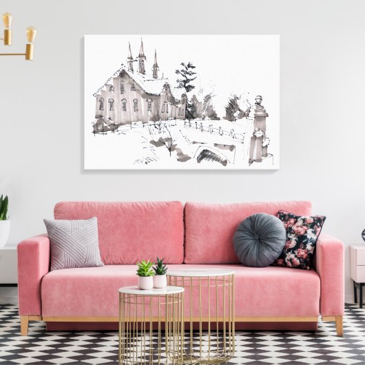Fort Hunter Schuur Schets / Kunstenaar Larry Lerew Canvas Afdruk (Insitu (Woonkamer))