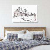 Fort Hunter Schuur Schets / Kunstenaar Larry Lerew Canvas Afdruk (Insitu (Slaapkamer))