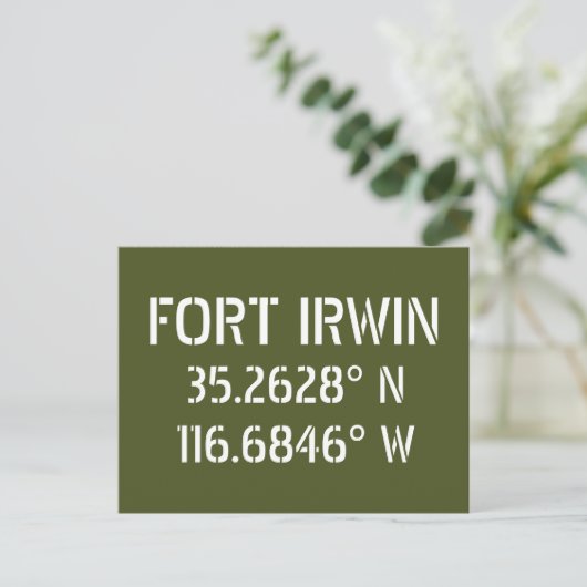 Fort Irwin Latitude Longitude Briefkaart (Staand voorkant)