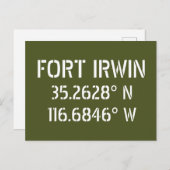 Fort Irwin Latitude Longitude Briefkaart (Voorkant / Achterkant)