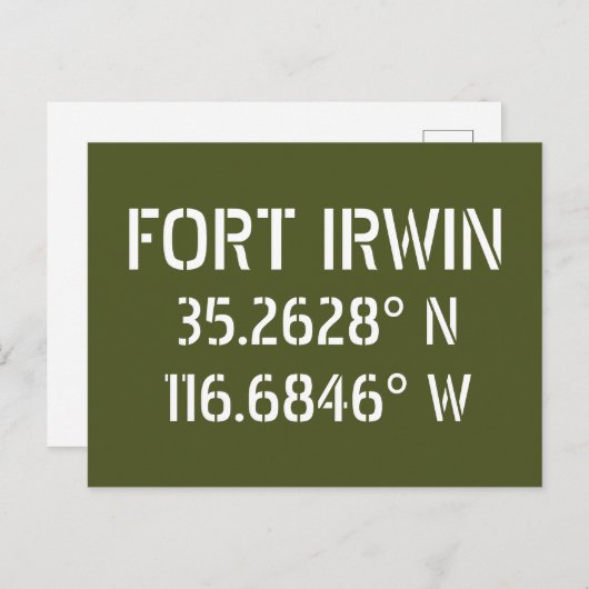 Fort Irwin Latitude Longitude Briefkaart (Voorkant / Achterkant)