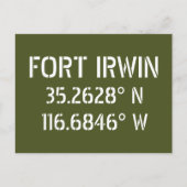 Fort Irwin Latitude Longitude Briefkaart (Voorkant)