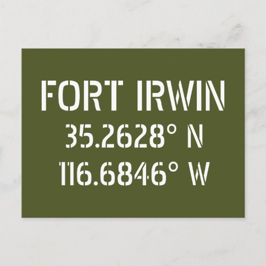 Fort Irwin Latitude Longitude Briefkaart (Voorkant)