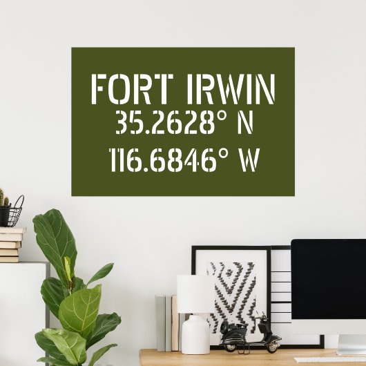 Fort Irwin Latitude Longitude Poster (Thuiskantoor)