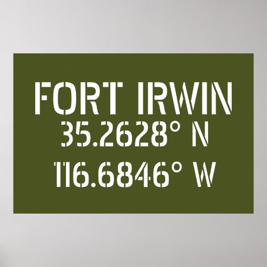 Fort Irwin Latitude Longitude Poster (Voorkant)