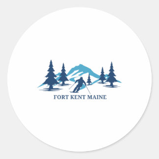 Fort Kent Maine Ski Resort Skiing Skier Ronde Sticker