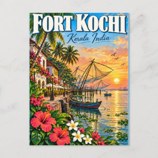 Fort Kochi Kerala India Vintage Travel Briefkaart