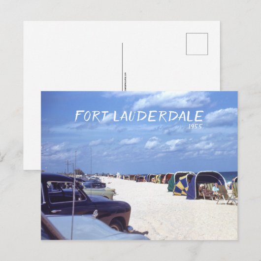 Fort Lauderdale Beach Cabanas Retro Travel Afbeeld Briefkaart (Voorkant / Achterkant)