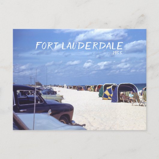 Fort Lauderdale Beach Cabanas Retro Travel Afbeeld Briefkaart (Voorkant)