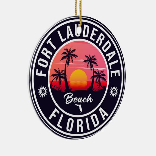 Fort Lauderdale Beach Florida Retro Sunset 60s Keramisch Ornament (Rechts)
