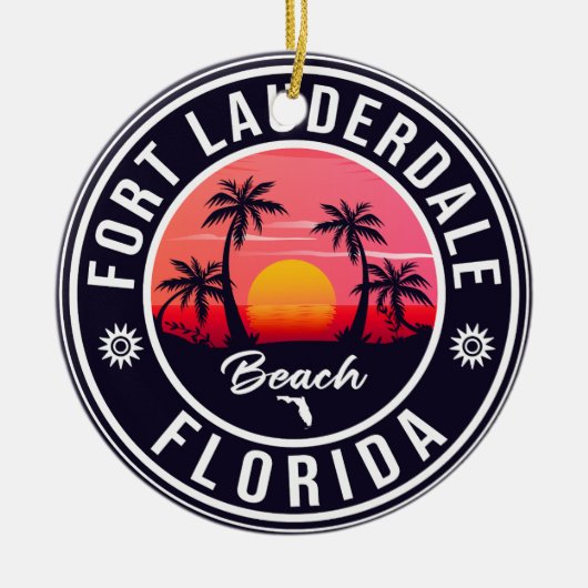 Fort Lauderdale Beach Florida Retro Sunset 60s Keramisch Ornament (Voorkant)