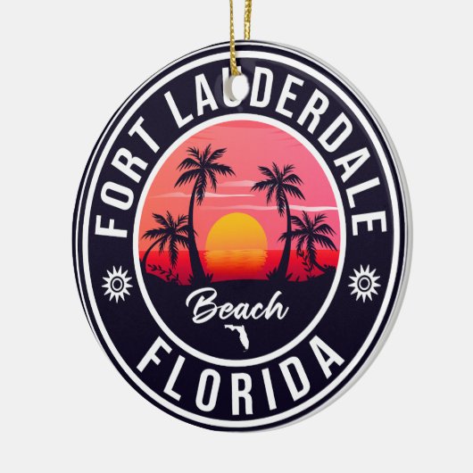 Fort Lauderdale Beach Florida Retro Sunset 60s Keramisch Ornament (Links)