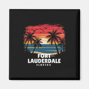 Fort Lauderdale Beach Florida Surfplankrijder Palm Magneet