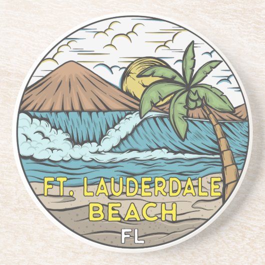 Fort Lauderdale Beach Florida  Zandsteen Onderzetter (Voorkant)