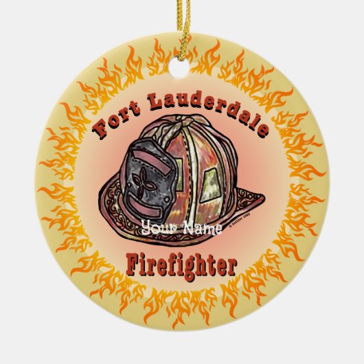 Fort Lauderdale brandweerman Keramisch Ornament (Voorkant)