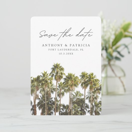Fort Lauderdale Bruiloft Florida Save the Date Kaart (Staand voorkant)